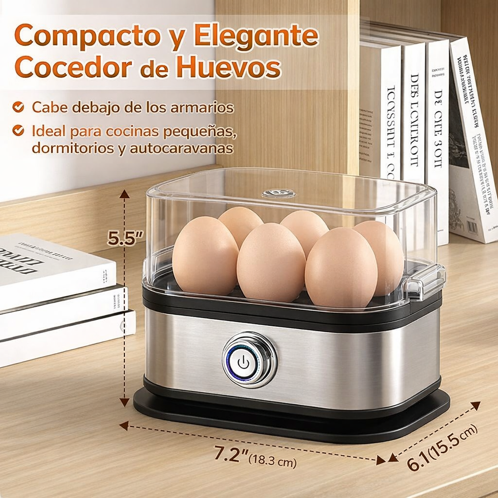 Huevera Eléctrica Automática 6 Huevos | Cocción Perfecta en Minutos + Apagado Automático