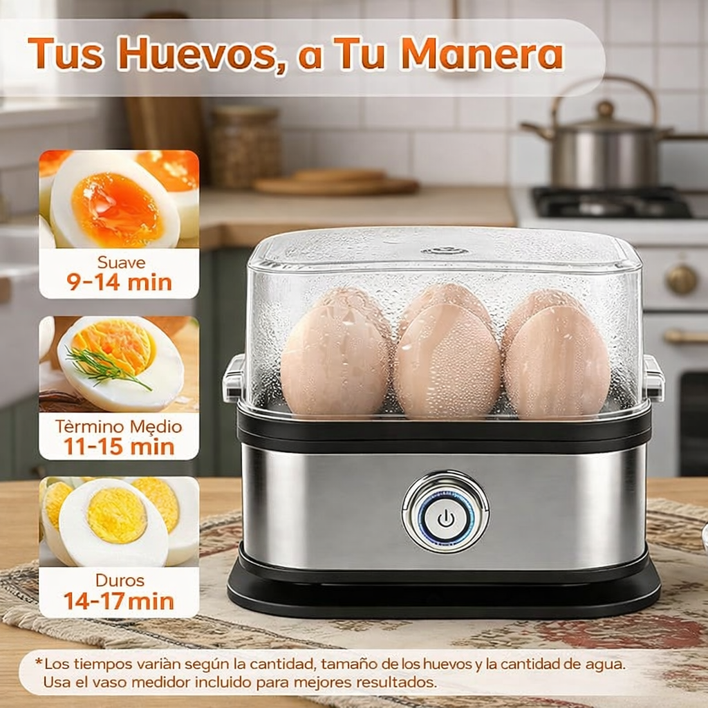 Huevera Eléctrica Automática 6 Huevos | Cocción Perfecta en Minutos + Apagado Automático